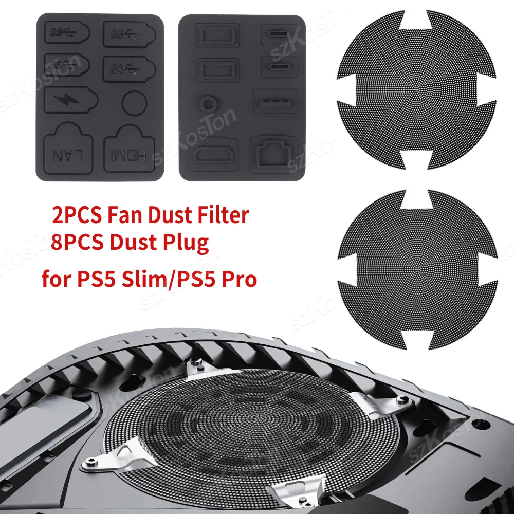 Lüfter Lüftungsschlitze Staubfilter für PS5 Slim PS5 Pro Zubehör Spielkonsole Staubdichte Kits Silikon Staubstecker Set