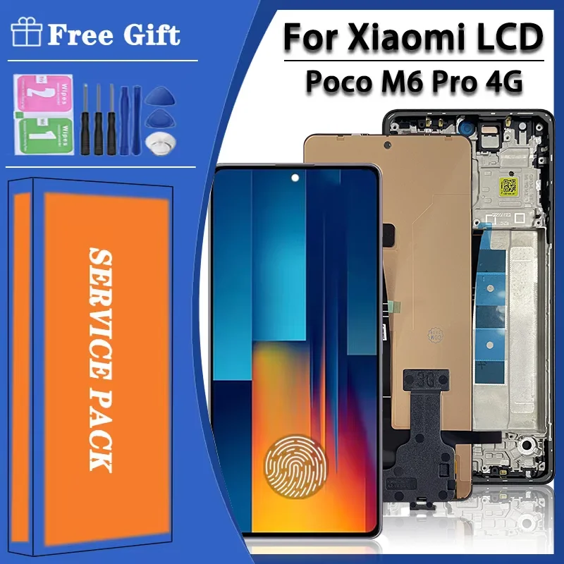 6.67"New M6Pro 4G Display Screen With Frame For Xiaomi Poco M6 Pro 4G LCD Touch Screen Digitizer Assembly Replacement