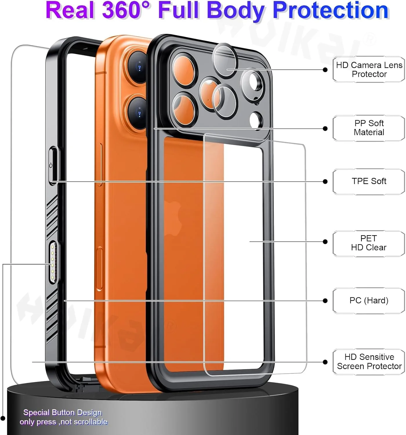 Wodoodporne etui IP68 do iPhone 18 Pro Max 17e 16e 16 Pro Max 15 14, odporne na upadki, ochrona całego ciała, wytrzymałe etui ochronne. — zdjęcie produktu 3