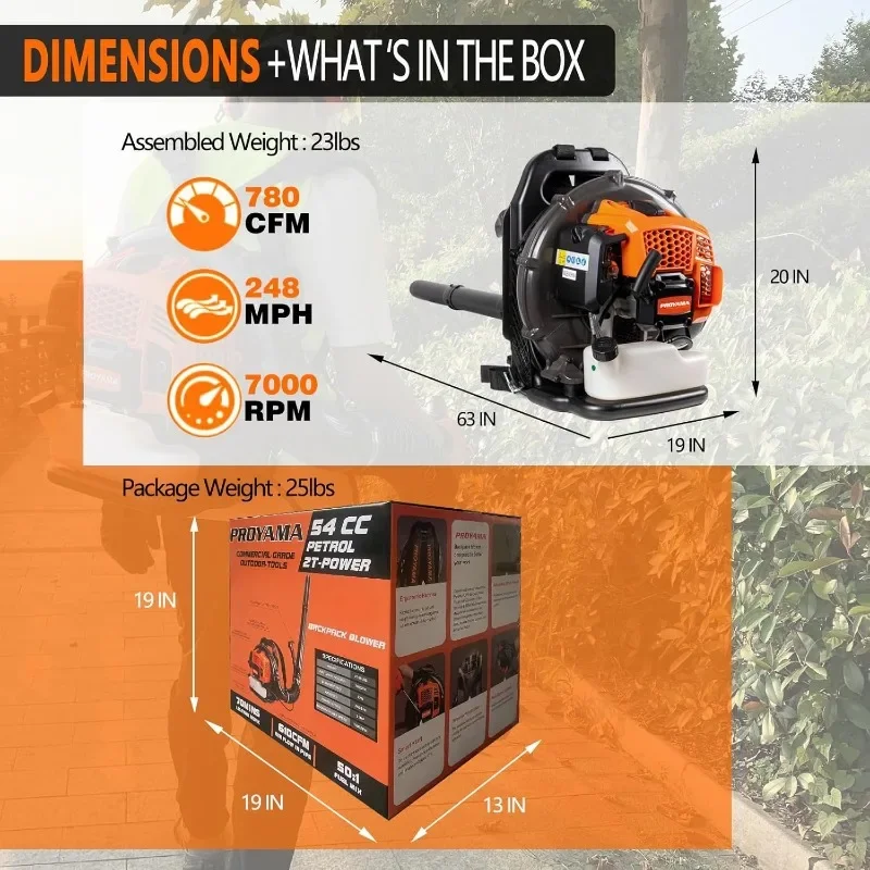 54CC Gas Powered Backpack Leaf Blower 780CFM 248MPH Extreme Duty 2-Cycle Gasoline image 4