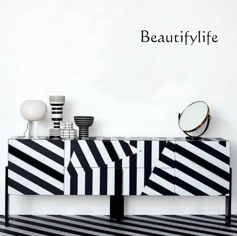 Modern personality zebra TV art special-shaped paint creative TV cabinet floor storage living room cabinet