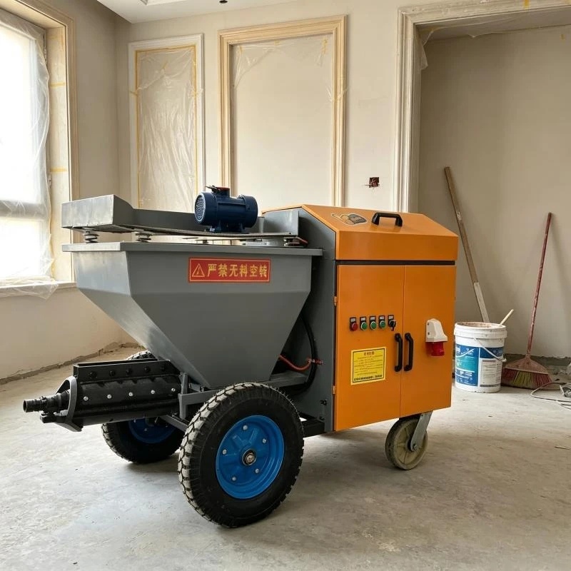 Professional Mortar Spraying Machine Plaster Pump Shotcrete with Mixer for Interior Wall Floor Ceiling Roofs and Surfaces