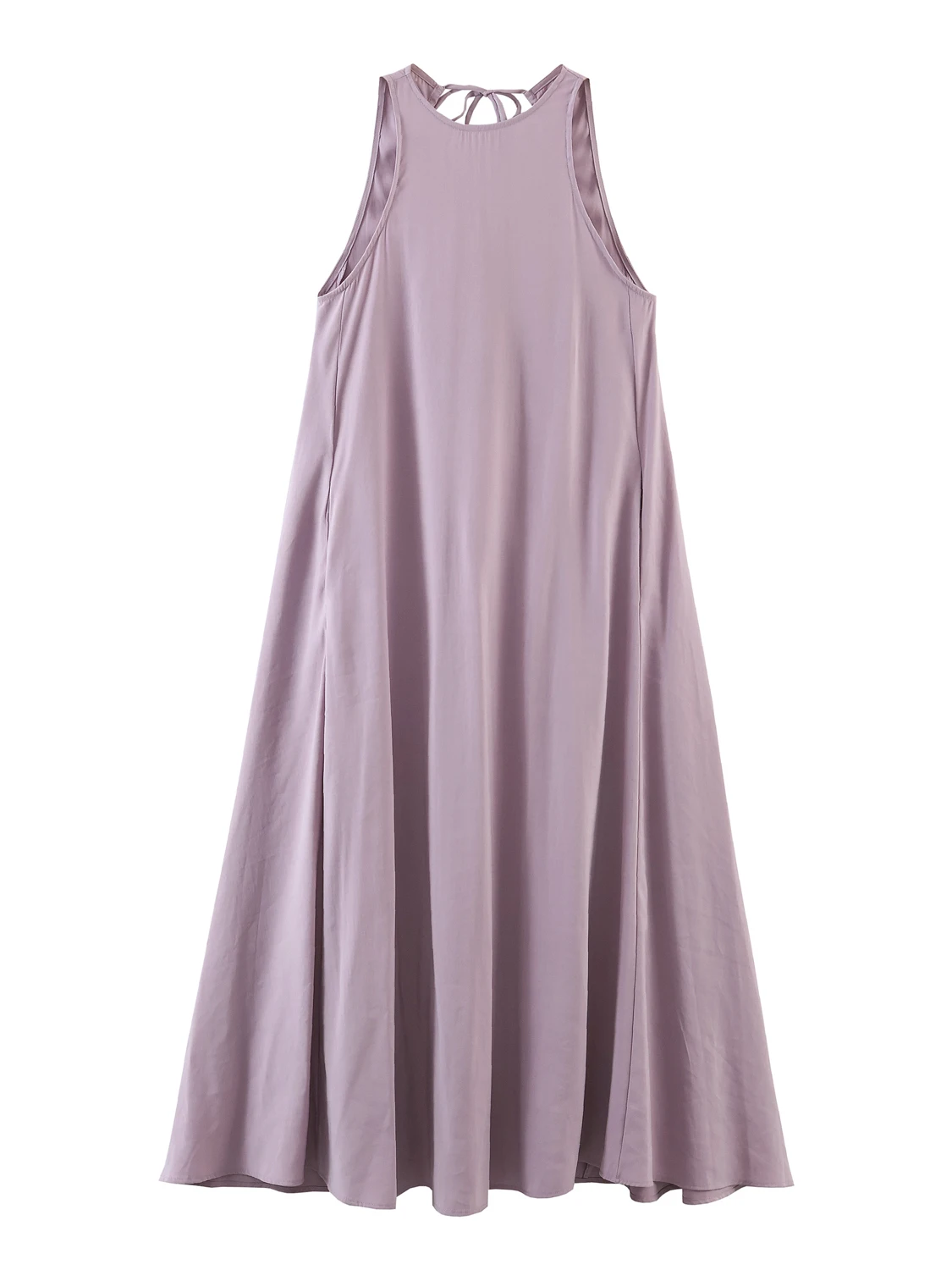 Simple Style Sleeveless round Neck  Color A-Line Dress Draped Loose Long Dress Casual Comfortable Fit Women's Dress