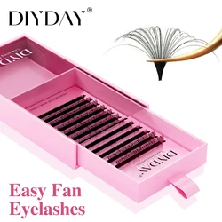 DIYDAY Easy Fan Volume Eyelash Extensions Wholesale C D Curve Easy Blooming PBT Mink Eyelashes Camellia False Lashes Supplies