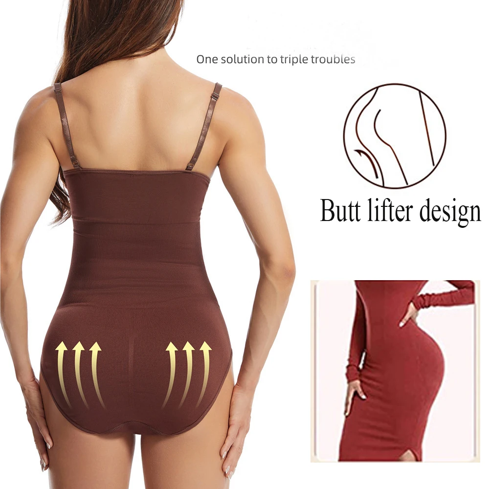 Women Shapewear stree jumpsuit with Adjustable Strap Body Shaper BodySuit for Belly Control