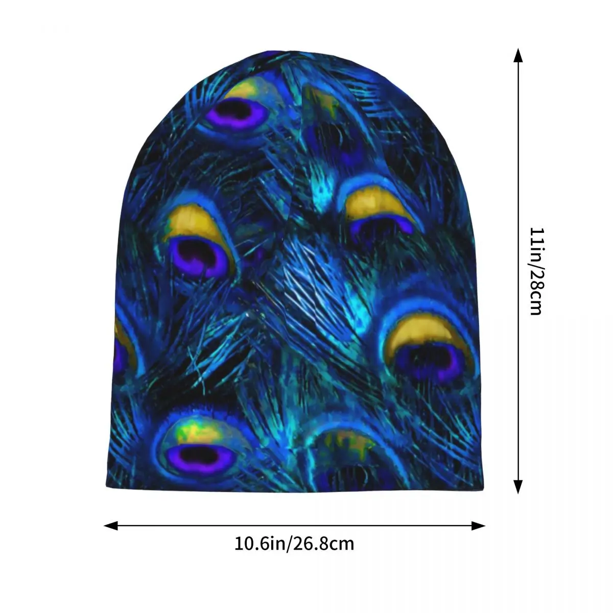 Blue Peacock Feathers Beanie Hats Animal Print Casual Caps Adult Unisex Hippie Knitting Hat Spring Graphic Head Wrap Beanie Hats