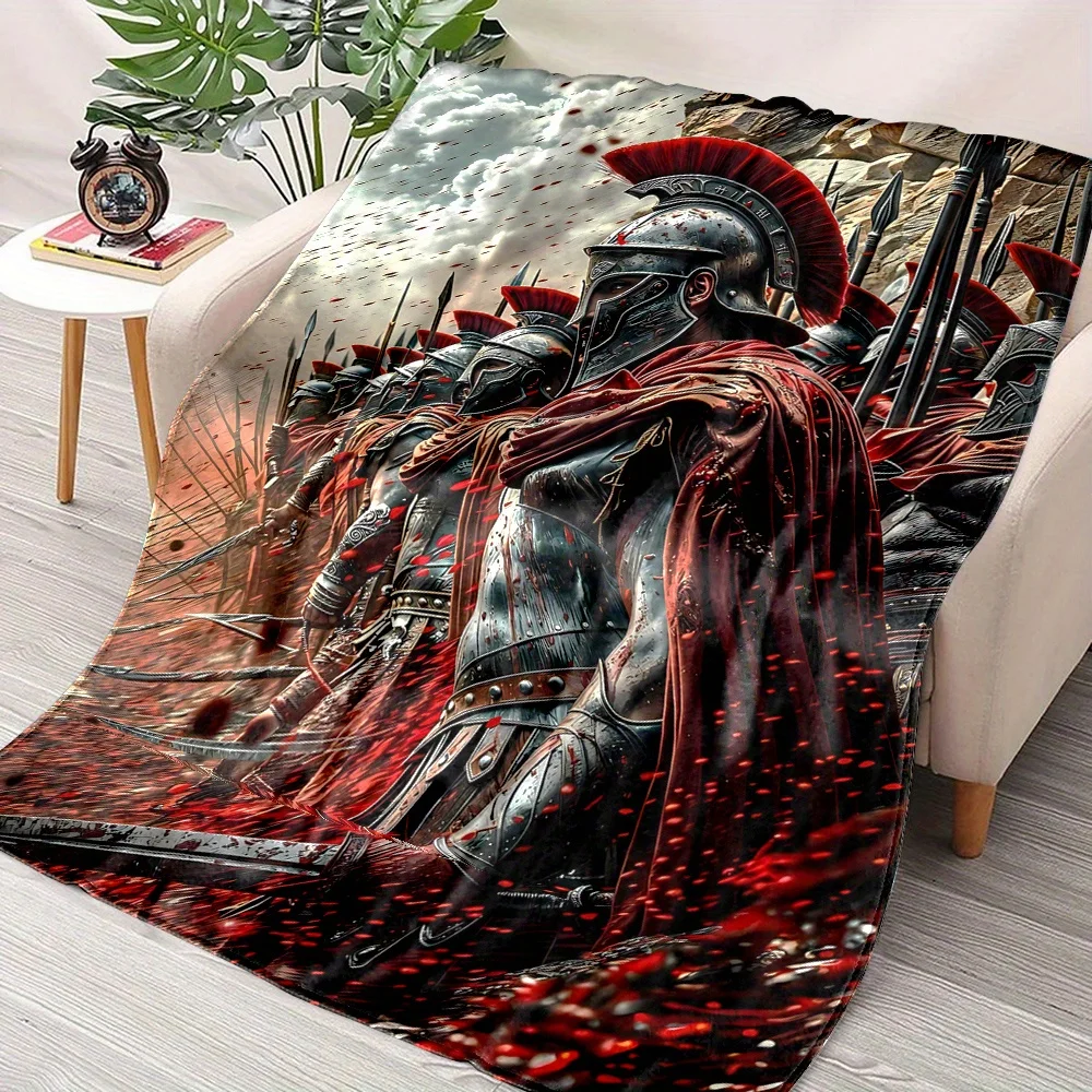 بطانية Spartan Warriors - رمي منزلي ناعم لديكور الغرفة، فكرة هدية فريدة، تصميم مشهد المعركة القديمة، عمل فني ملحمي #3