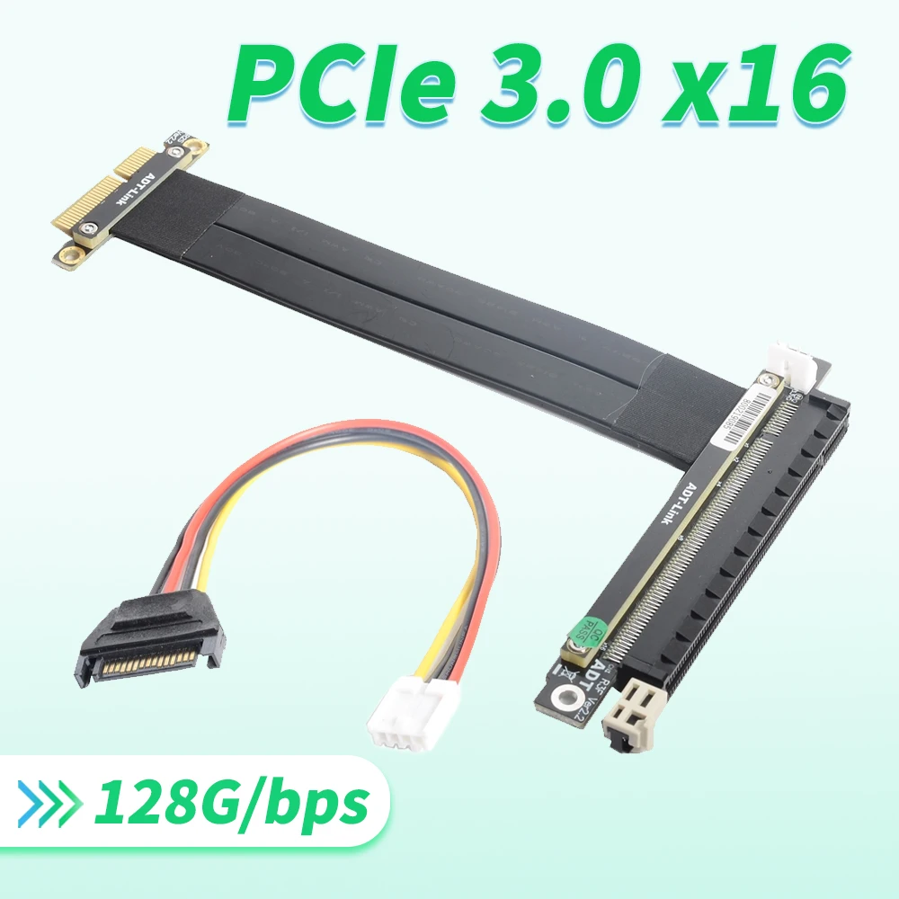 

PCIe 3.0 x4 to x16 Extension Cable 32G/BPS PCI-E 4X 16x GTX1080Ti Graphics Video SSD RAID Card Upright Extender Jumper