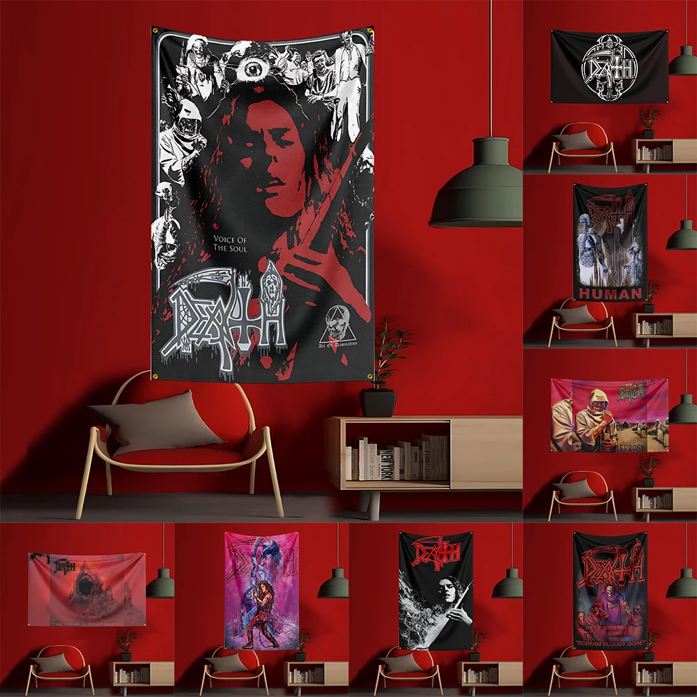 

90X150CM Heavy Rock Band-D-deaths band Flag Polyester Digital Printing Banner for Bedroom Wall Art Out Door Tapestry Decoration
