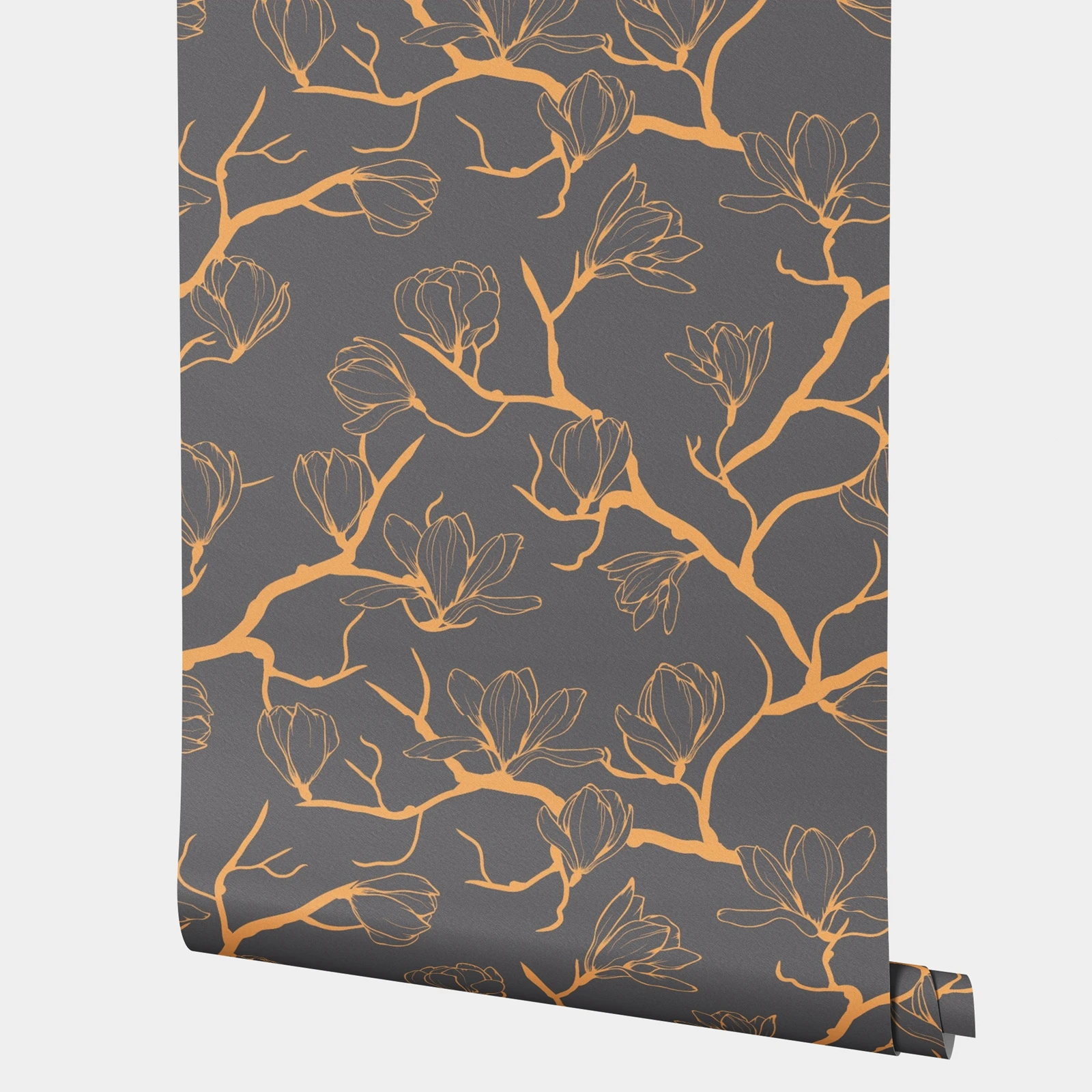 Dark Sakura Self-adhesive Wall Paper Rolls,Vintag Wallpaper Adhesive Wall,Floral With Bright Branches Wallpaper For Luxury Room