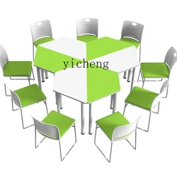 RWJ Hexagonal Training Table and Chair Combination Hexagonal Experiment Smart Classroom Student Splicing Table