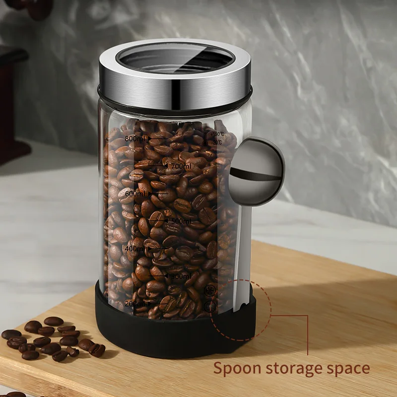 Coffee Bean Glass Sealed Jar Moisture-Proof and Fresh Keeping Coffee Powder Storage Jar Tea Jar Grain Storage Container