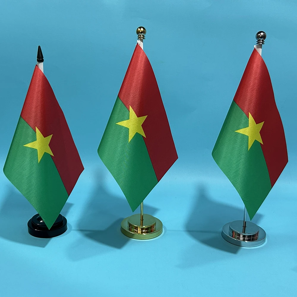 Office Desk Flag of Burkina Faso Flag 14x21cm Polyester Burkina Faso National Flag Country Banner Desk Ornaments Flags