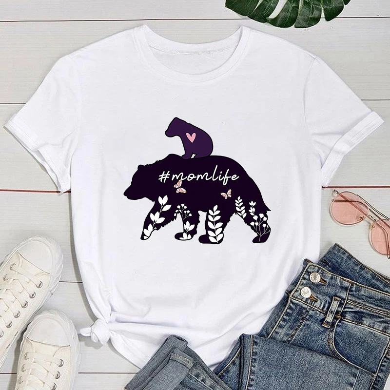 

Mother's Day T shirt Cute Momlife T-Shirts For Women Summer Tee Shirt Femme Casual Short Sleeve Round Neck Tops T-Shirts