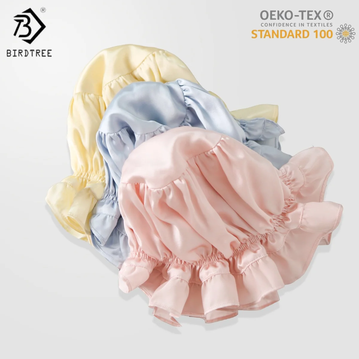 

Birdtree, OEKO-TEX, 19 мм, 100% шелковая детская шапочка, домашняя одежда, шапки для сна, защитная шапочка для ухода за волосами, повязка для волос A5D427JF