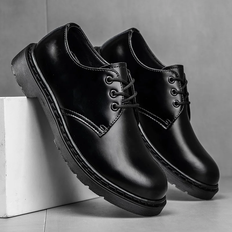 

Luxury Brand Men Work Shoes for Men Leather TAll Black Outdoor Wear-resistant Casual Shoes Fashion Men Platform Oxfords Shoes