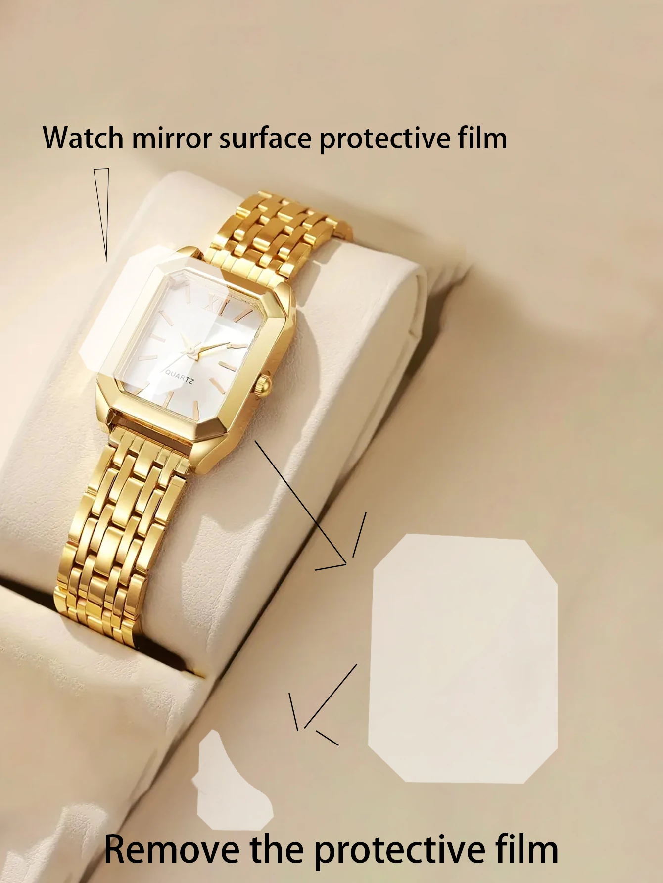 Block Quartz Watch with Flower Decorations Stainless Steel Strap Daily Wear Elegant Gift for Festivals And Special Occasions