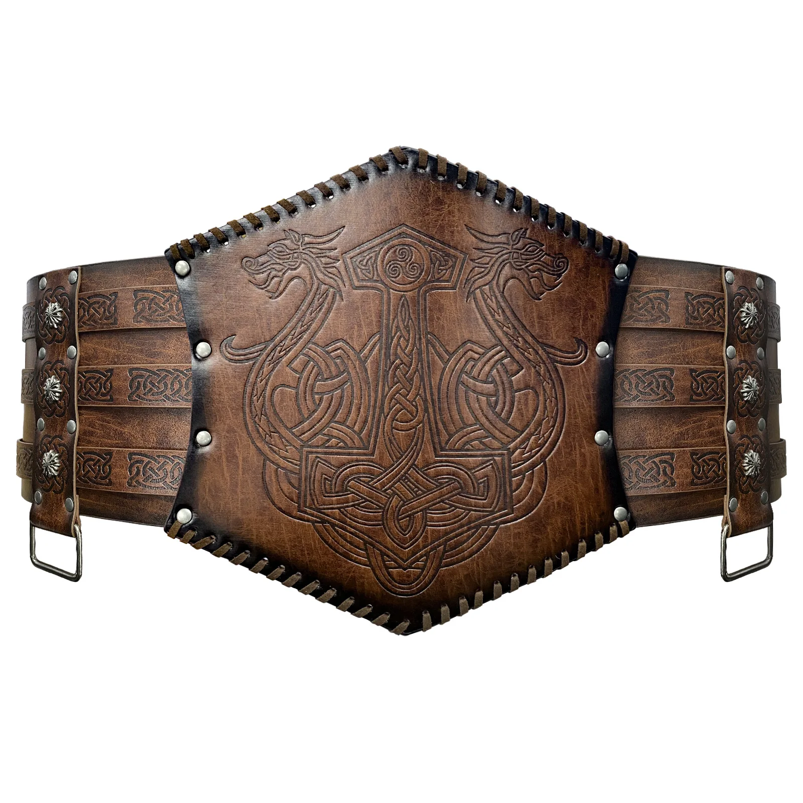 Adult Medieval Viking War Armor Belt Northern Europe Viking Style Embossed Wide Belt Medieval Retro Waistband Knight Belt