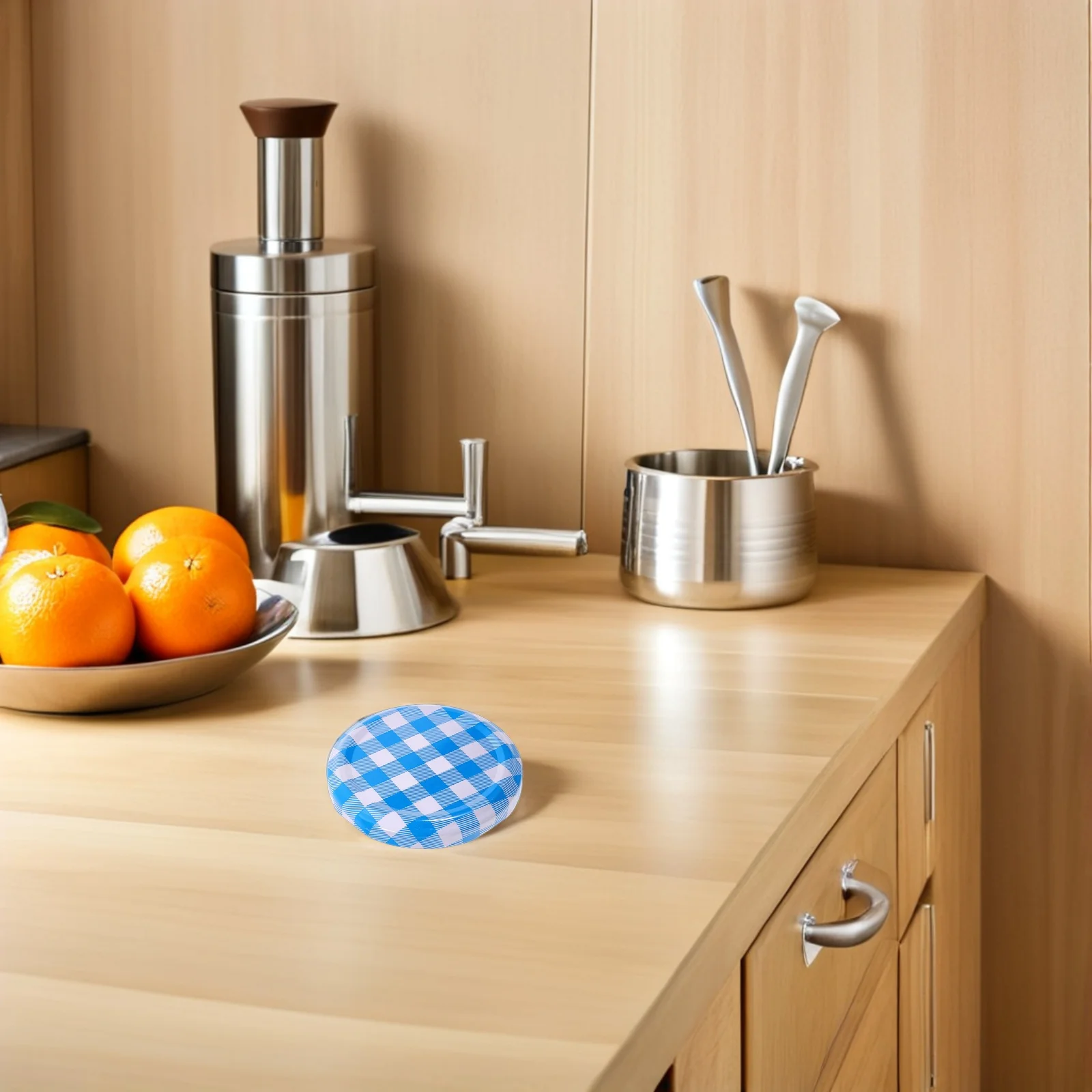 

80Pcs Blue Checkered Sealing Jar Lids Tinplate Metal Canning Caps for Honey Bird Nest Chili Sauce Airtight 58Mm Mouth