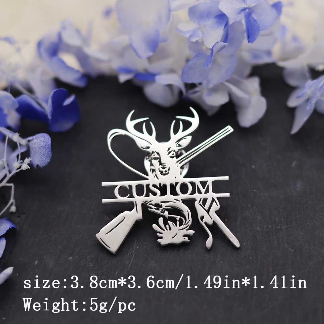 Cxwind broche com nome de cervo personalizado, broche para mulheres e homens, aço inoxidável, alfinetes da moda, crachá, placa de identificação, joias, presentes de casamentos