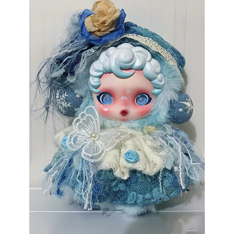 

New Skullpanda Velvet Plush Doll Gorgeous Clothes 17cm Labubu Fashion Lace Headscarf Set Exquisite Leather Shoe Accessories
