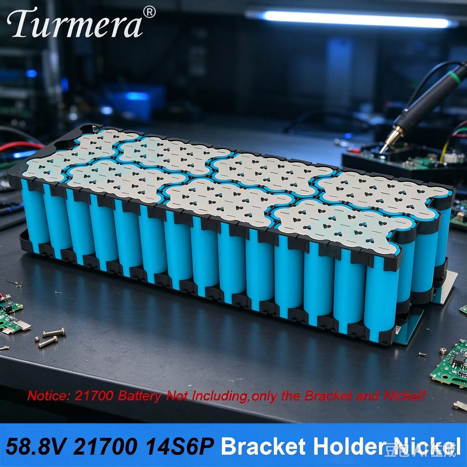 Turmera 48V 52V 60V 21700 E-bike Battery Holder with Nickel 13S6P 13S7P 13S8P 14S6P 14S7P 16S6P Bracket Use in Electric Bike Diy
