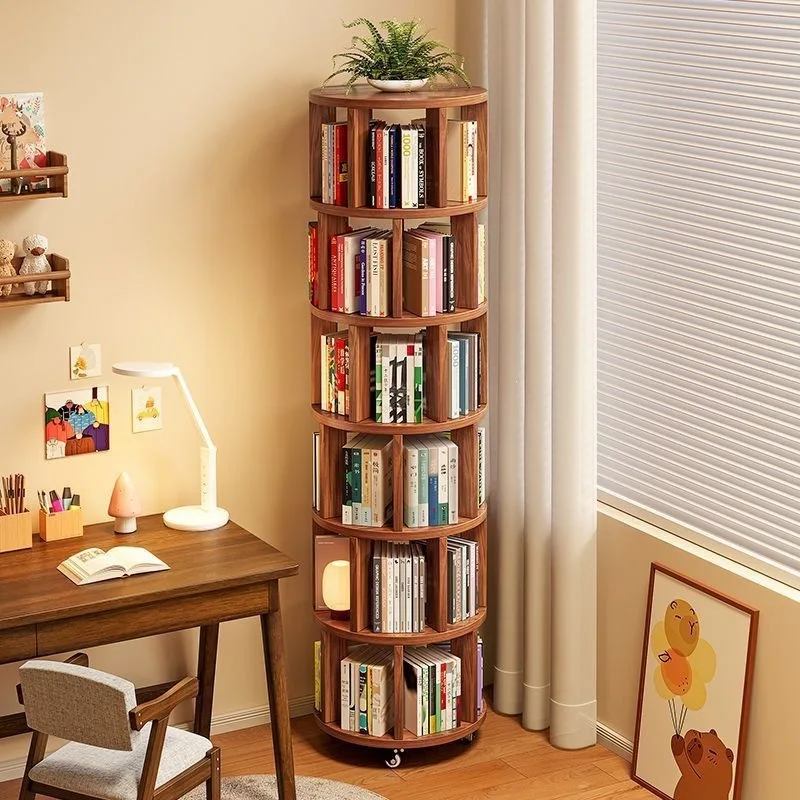 Wholesale Rotating Bookshelf 360 Degree Bookshelf Storage Rack Movable Corner Children's Narrow Picture Books Rack