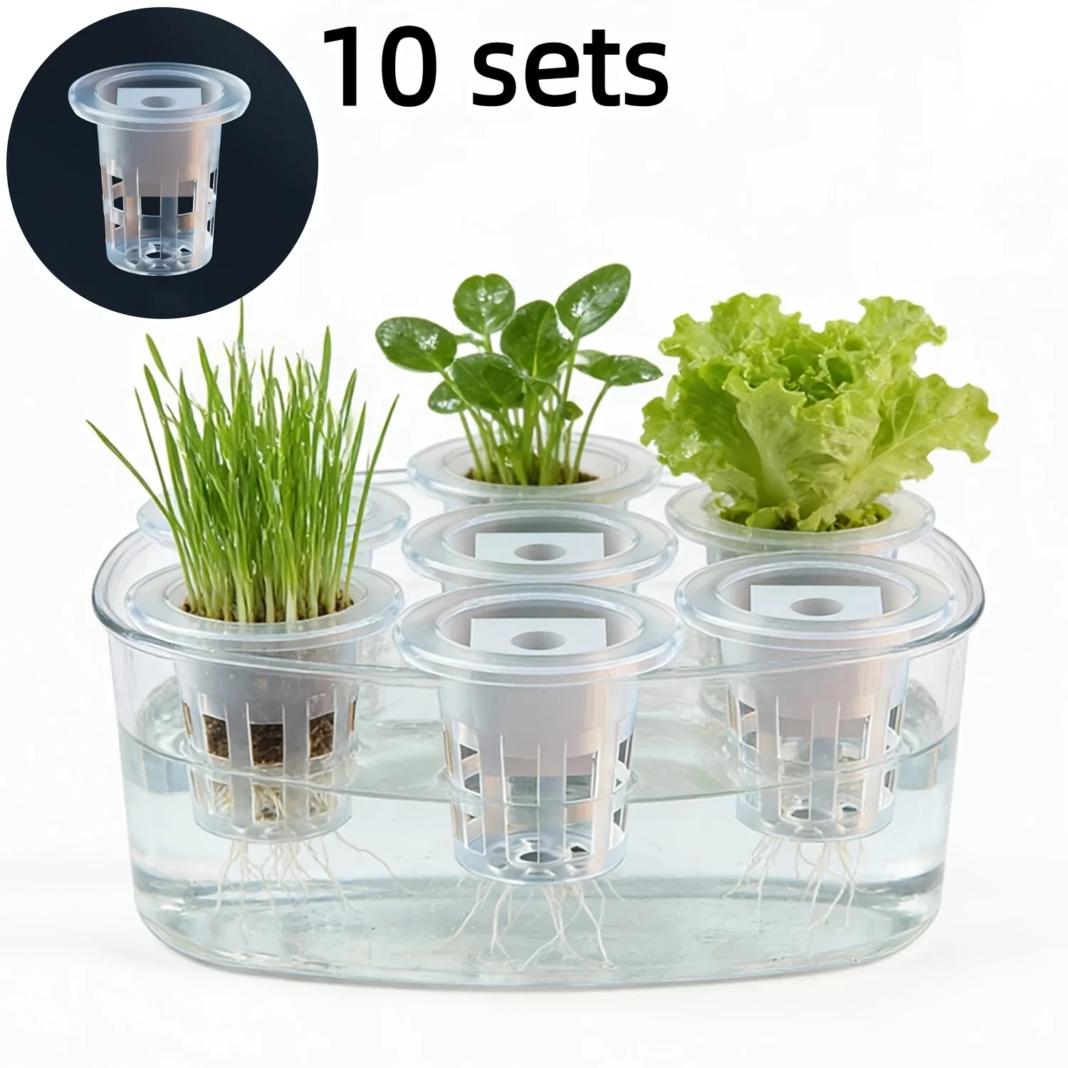 10pcs Hydroponic Seedling Basket Set (Includes 10 Planting Baskets + 10 Seedling Sponges)|Seed Stabilization to Prevent Drifting