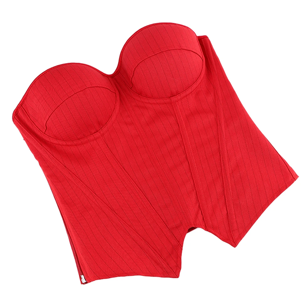 Becirzet Damen Overbust-Korsett mit Reißverschluss, gestreift, Schnür-Bustier, Taillenformer, Bauchkontrolle, Shapewear, Oberteil für Bürodamen – Detail 27