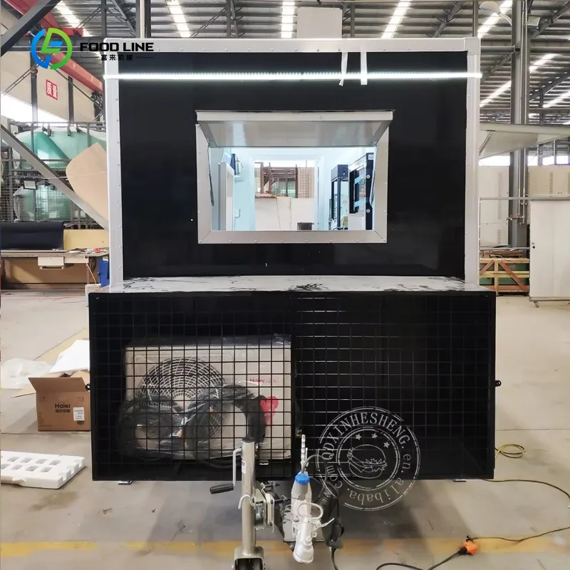 Reboque de sorvete de caminhão de comida de cachorro-quente rápido móvel reboque de caminhão de comida de churrasco com equipamento de cozinha comercial