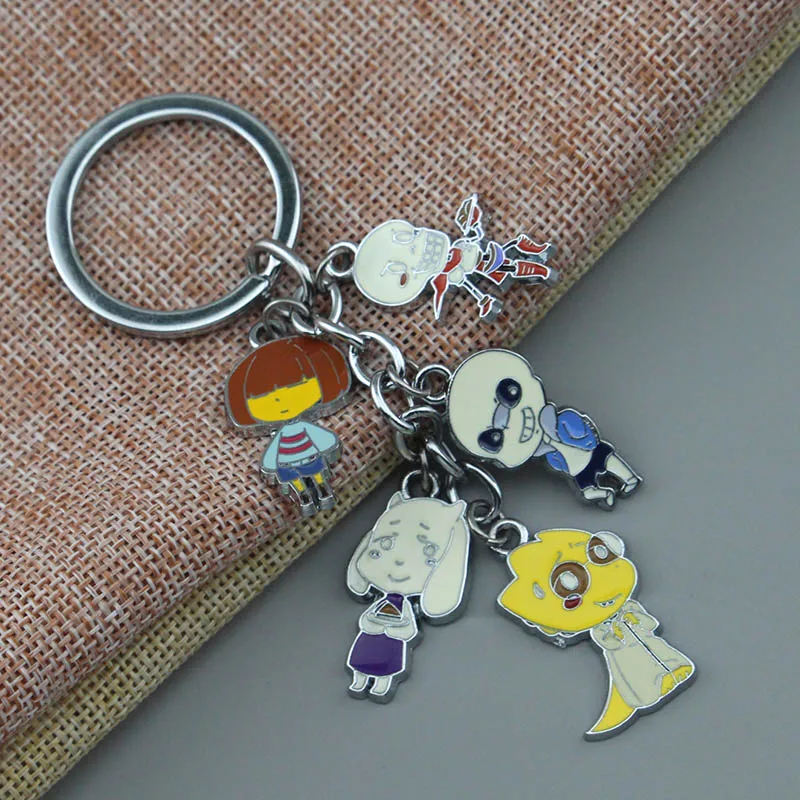 Game Undertale Keychain Cosplay Sans Flowey Papyrus Asriel Pendant Car Key Ring Bag Accessories Cartoon Jewellery Gift