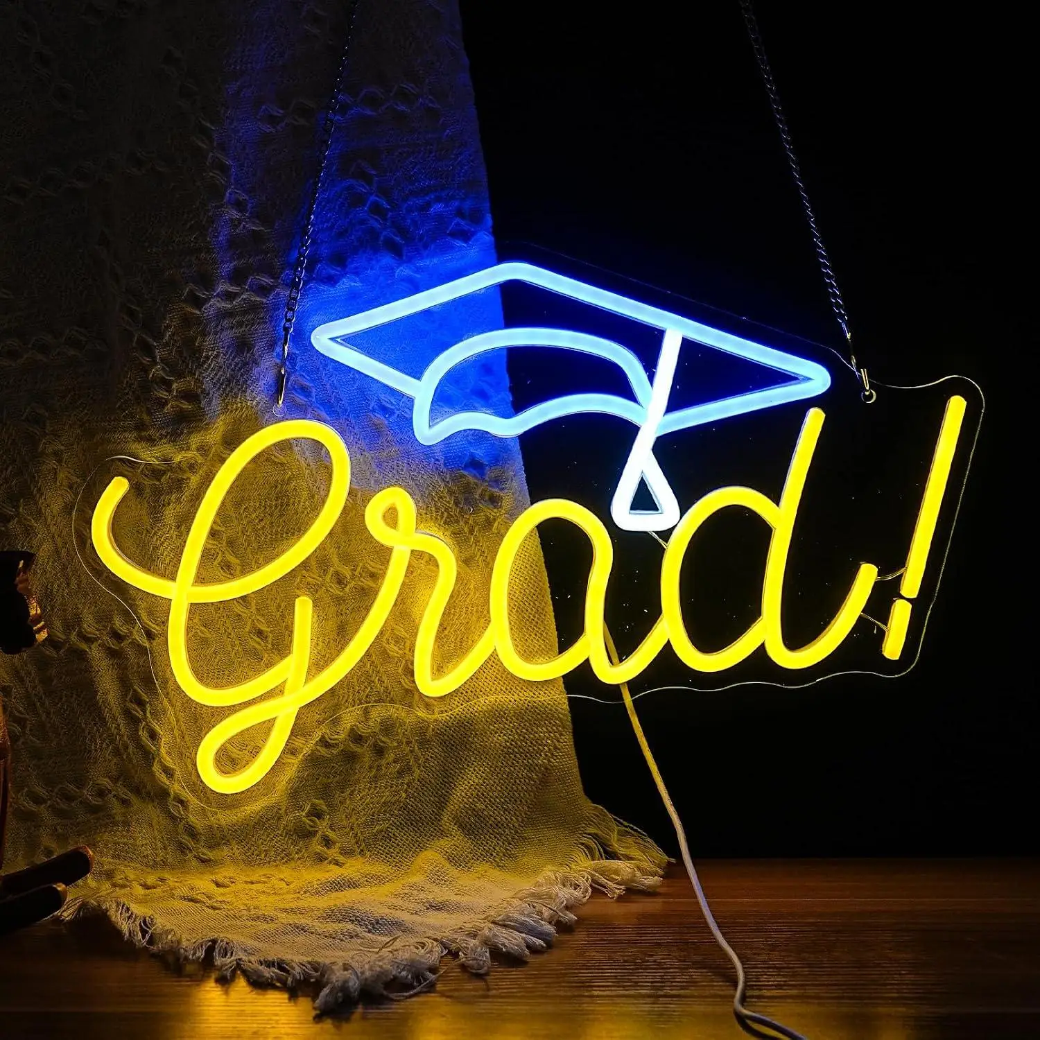 Grad Graduation Cap Neon Sign USB Dimmable LED Lights For Graduation Party Dorm Classroom Prom Night Home Wall Decoration Gifts