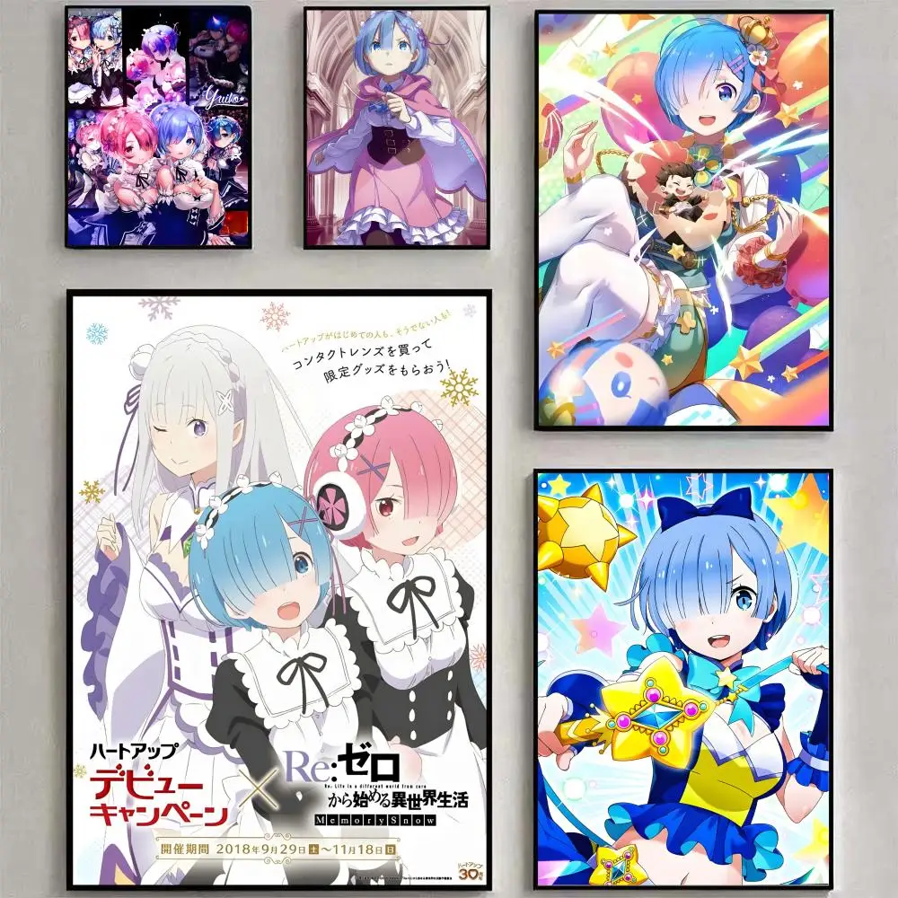 ملصق Re Zero Rem أنيمي مقاوم للماء عالي الدقة ملصق فني جداري ذاتي اللصق ديكور جمالي للمعيشة المنزلية