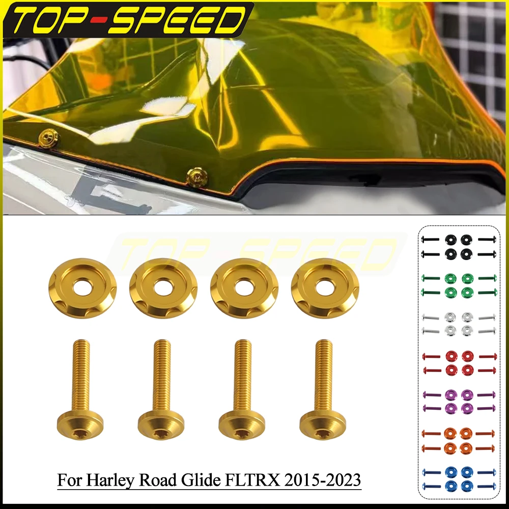 

Motorcycle Fairing Windshield Bolts Screws Aluminum Alloy CNC Windscreen Screws For Harley Touring Road Glide FLTRX 2015-2023