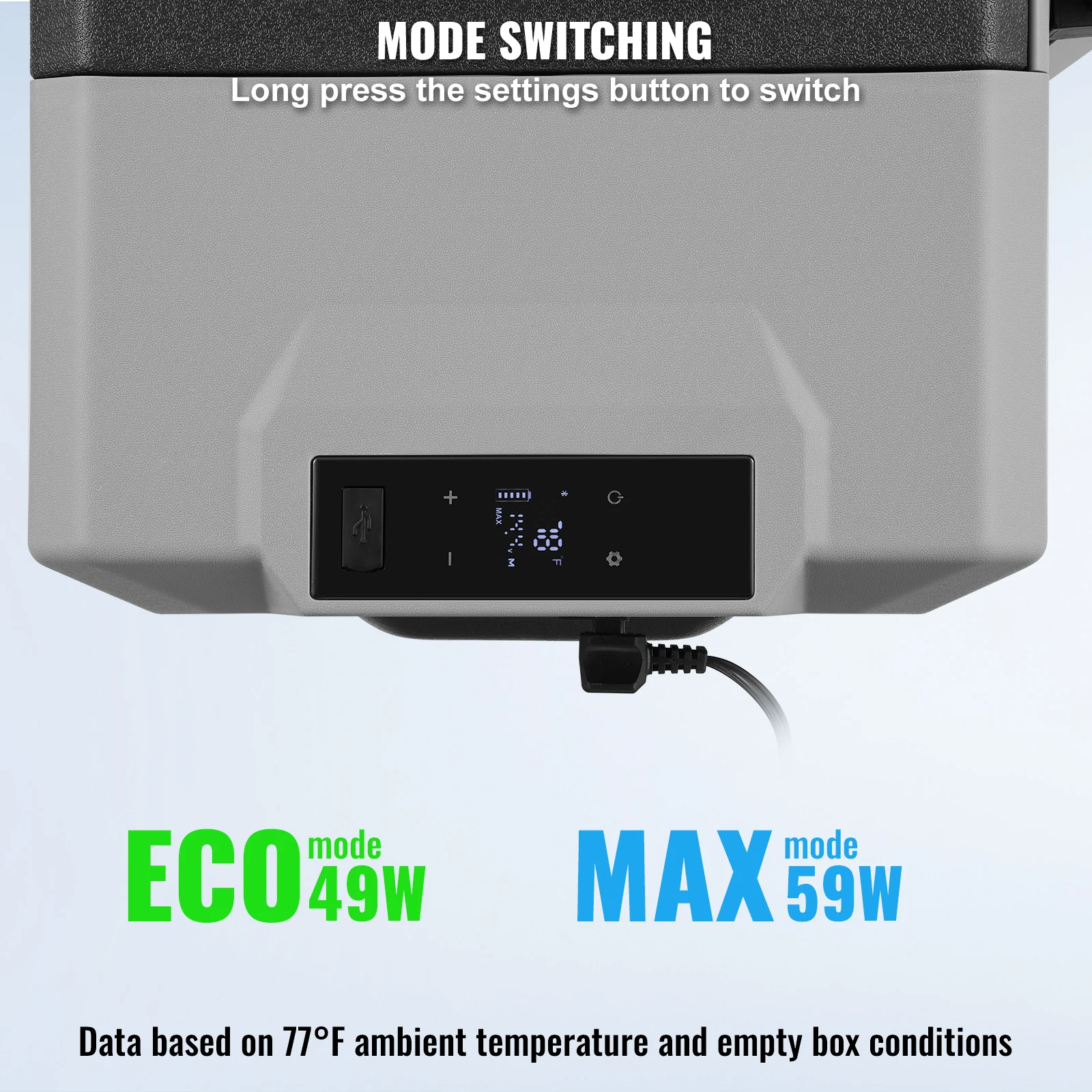 VEVOR Portable Car Refrigerator 12 Volt Car Refrigerator Fridge Single Zone Portable Freezer -4℉-68℉ Adjustable Temperature 