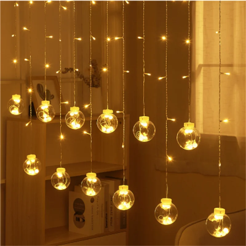 Guirnalda de luces LED con forma de estrella para exteriores, cortina de luces de hadas para decoración de fiestas, vacaciones y bodas, 3,5 M