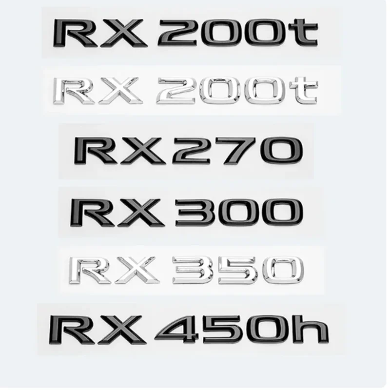 

3D Chrome Glossy Black ABS RX200t RX270 RX300 RX350 RX450h RX450hL HYBRID Emblem for LEXUS Car Trunk Trunk Rear Logo Sticker