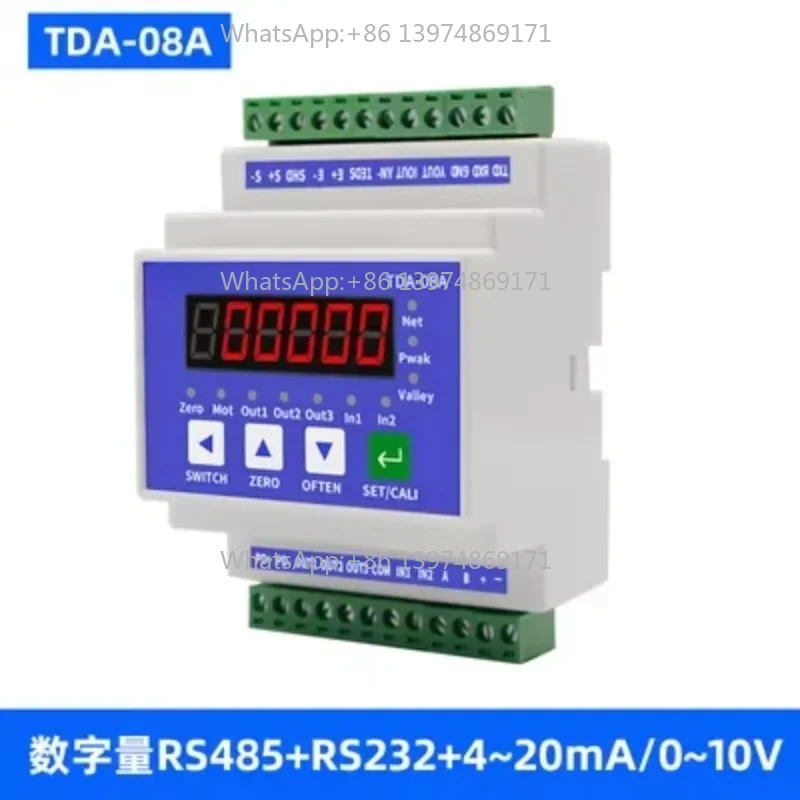 TDA-08B Rail Type Digital Weight Transmitter RS485 Three-way Transistor Output 0-10V 4-20mA Weighing Signal Converter