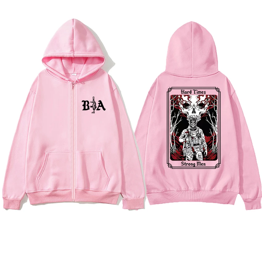 New Hard Times 2025 Brothers In Arms Double Sided print Zipper Hoodies Men women harajuku vintage streetwear Unisex Fleece Coat
