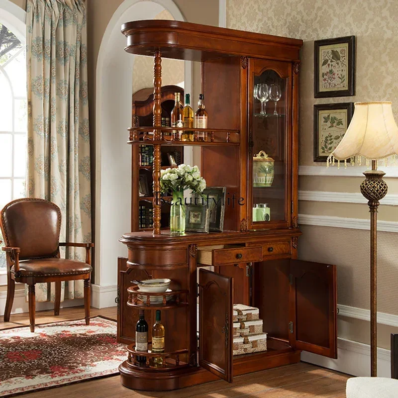 

yj5 American solid wood carving flower decorative cabinet living room partition entrance hall cabinet