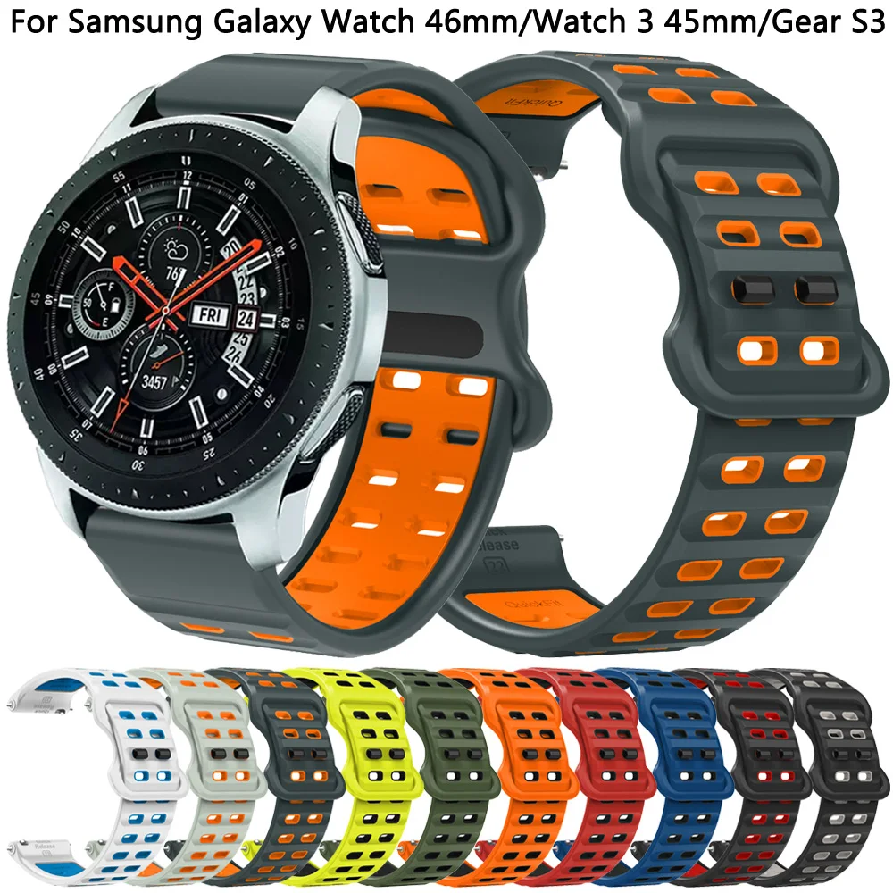 22mm Silicone Band For Samsung Galaxy Watch 46mm SM-R800 Watch 3 45mm SM-R840 Gear S3 SM-R760 SM-R770 Strap Bracelet Replacement