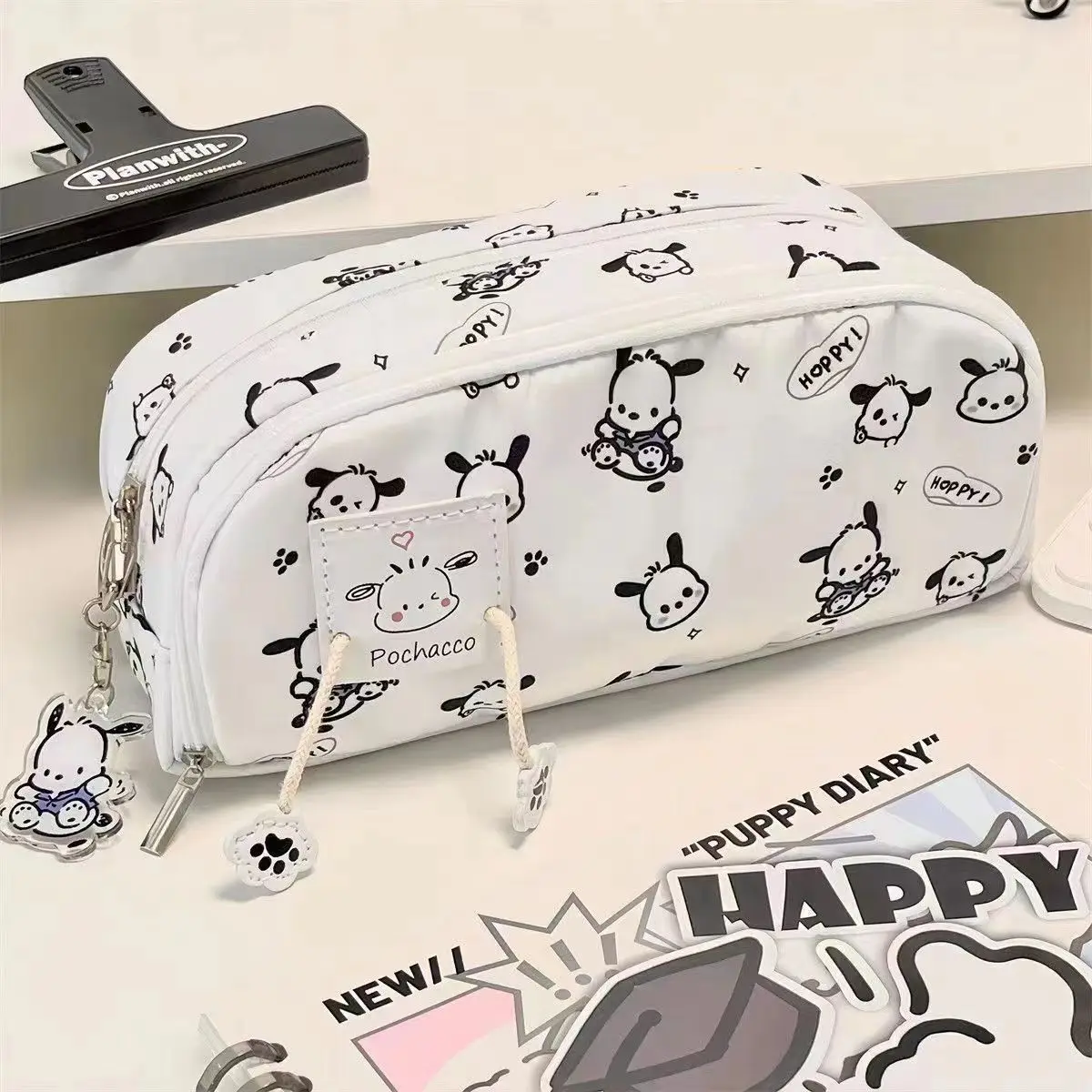 Hello Kitty Sanrio Cute Stationery Box Pochacco Cartoon High Beauty Cute Student borsa per penna di cancelleria multistrato di grande capacità