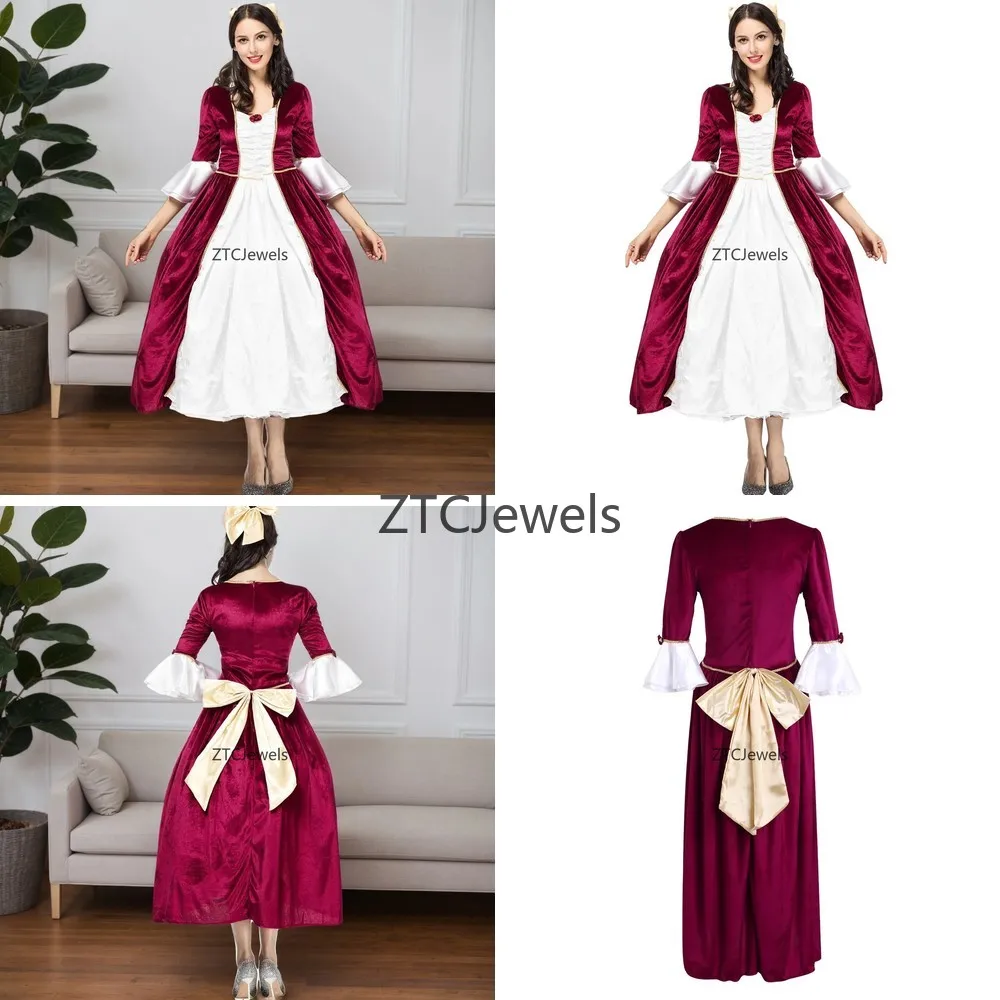 

Gothic Royal Witch Costume Medieval Palace Noble Robe Women Cosplay Halloween Party Dress Elegant Retro Princess Suit