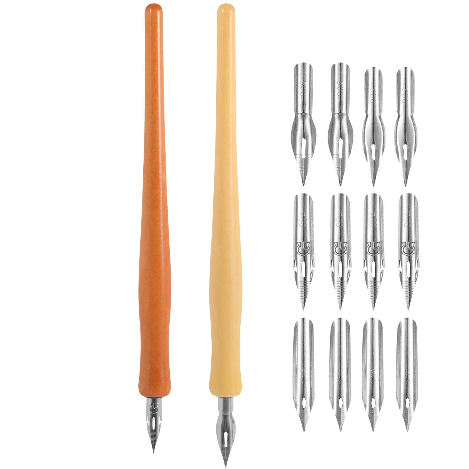 

1 Set Solid Wood Shaft Dip Pen Handmade Calligraphy Practice Pen Vintage Gothic Flat Head Nib Portable Lightweight Writing Tool