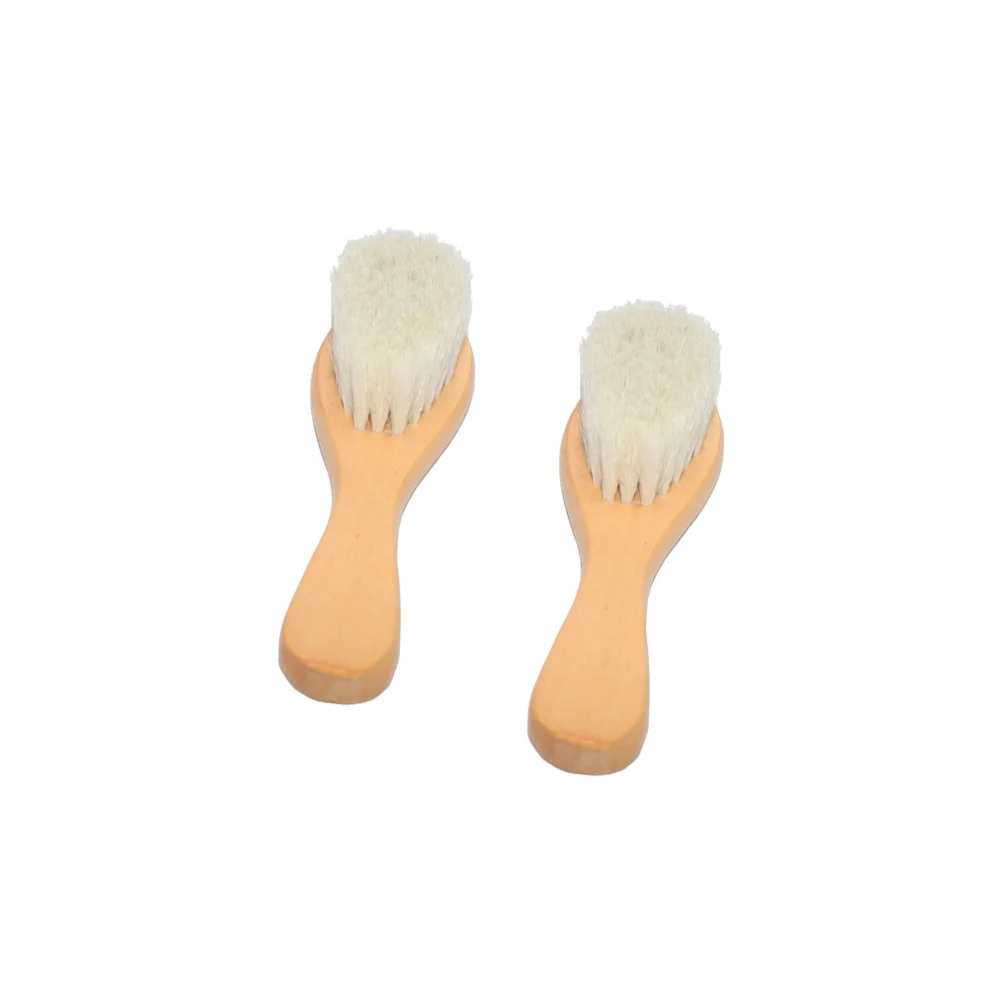 

2Pcs Baby Hair Brush Set Wooden Handle Soft Wool Bath Shower Cleaning Tool for Hair Care and Scalp Massage