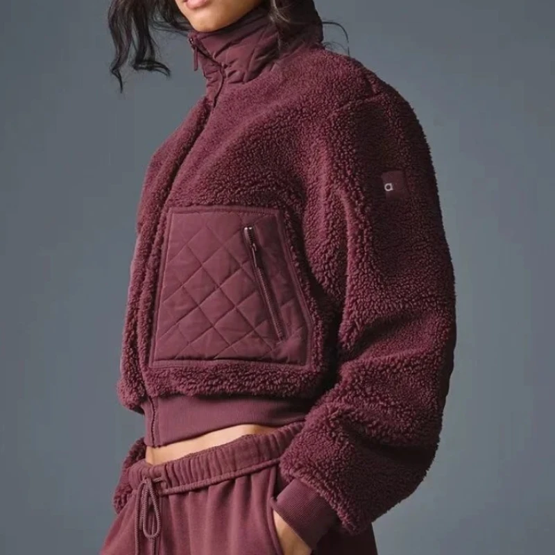 

2026 Autumn and Winter New Women's Solid Color Versatile Lamb Wool Warm and Casual Zipper Long Sleeved Jacket