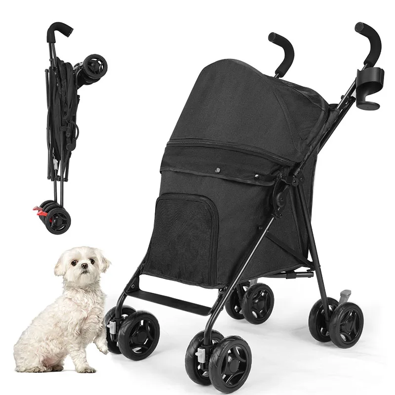 

﻿ Wedyvko Pet Dog Stroller 4 Wheels Puppy Stroller Rotate with Brakes Storage for Dogs Cats Travel Pet Suplies Outdoor carrinh