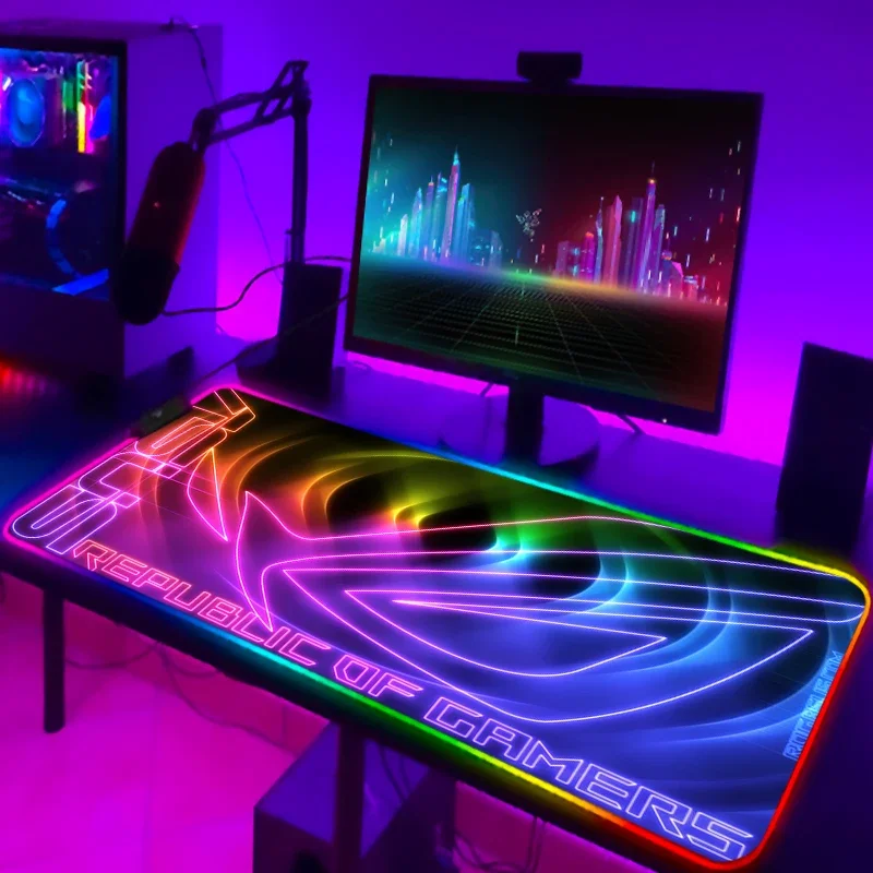 RGB ماوس الوسادة بارد ROG ماوس الوسادة ألعاب لوحة المفاتيح حصيرة LED الكمبيوتر ماوس لوحة المفاتيح اكسسوارات الألعاب حصيرة مكتبية الماوس السجاد Xxl