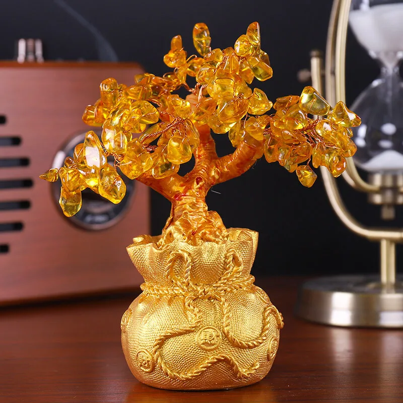 شجرة كريستال صنبور فنغ شوي ، شجرة نقود السترين ، ثروة التنين الصيني ، شجرة الهدايا