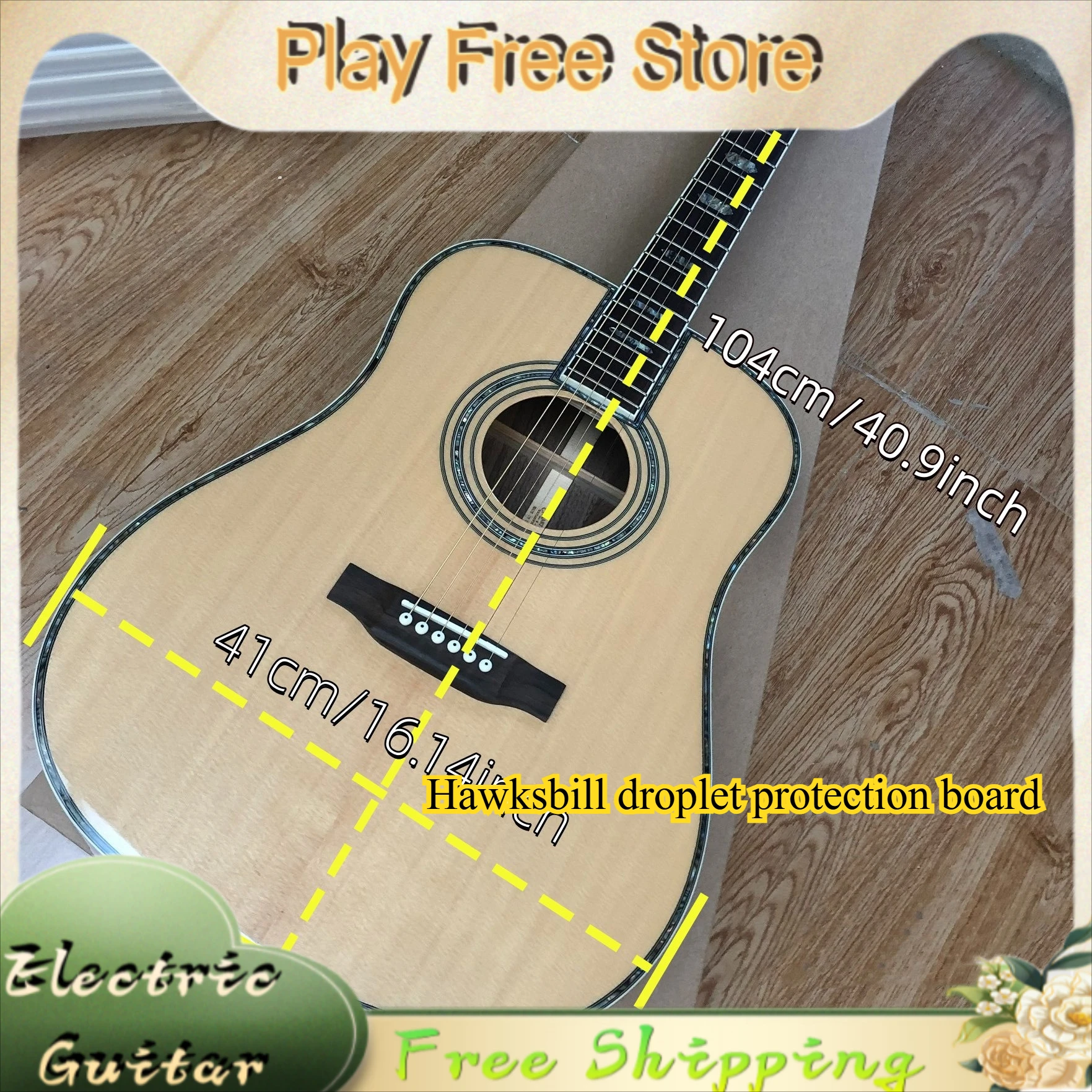 D45 Acoustic Guitar Solid Wood Piano Body Selected High-quality Tortoiseshell Water Droplet Protection Board Fixed Bridge Hot